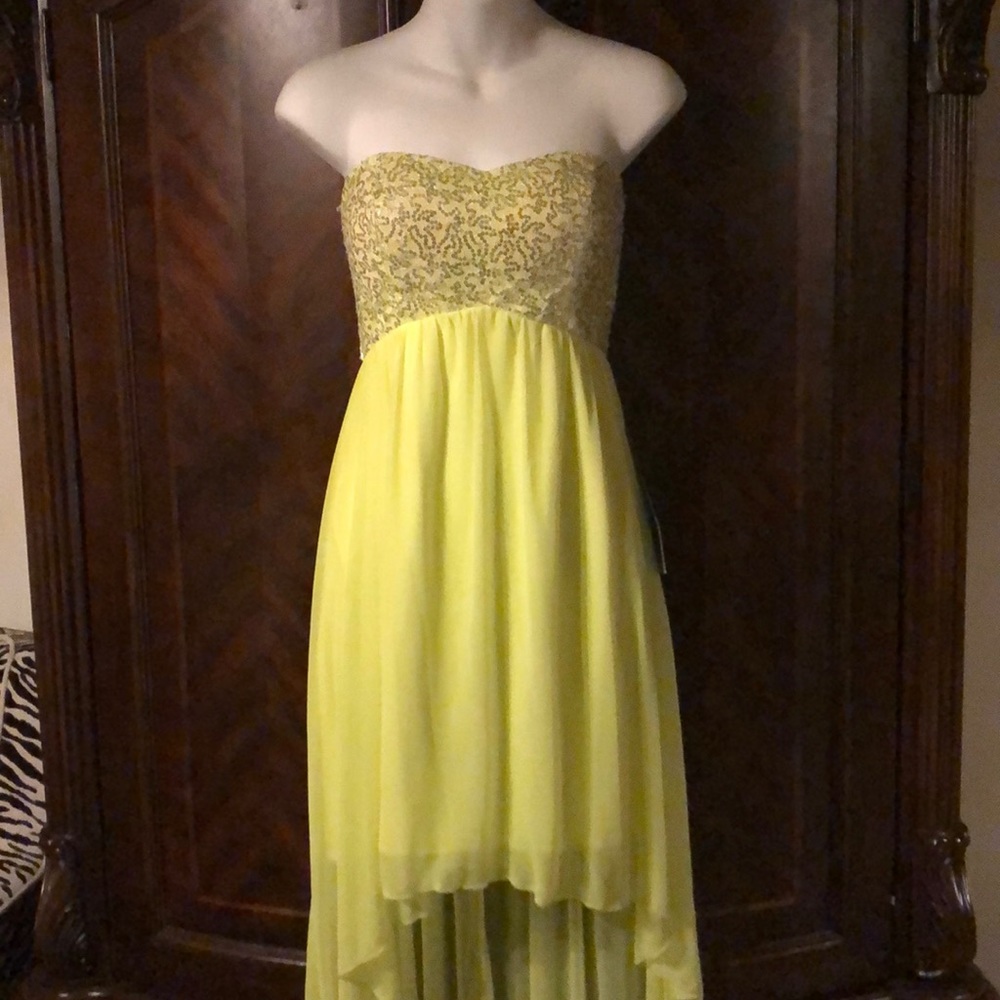 Super Cute Yellow and Silver Prom Dress